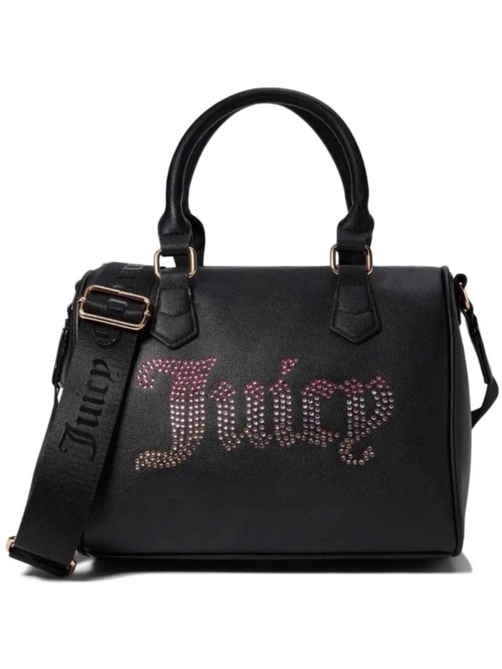 NEW Juicy Couture Black Rhinestone Logo Satchel‎ Crossbody Bag Pink Ombre Y2K